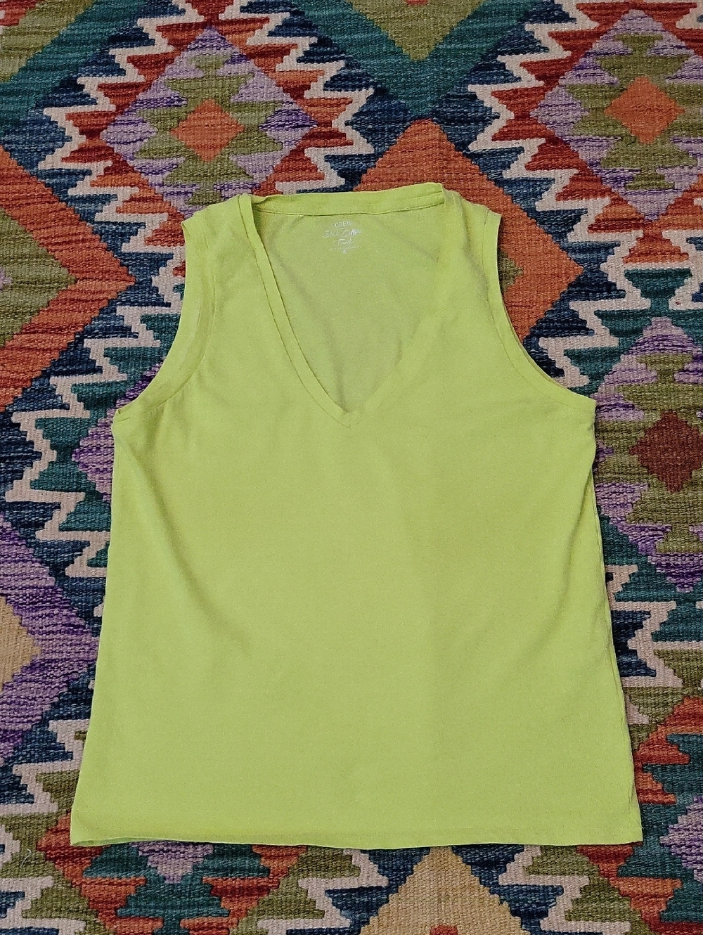 J. Crew Factory Slub Cotton V-neck Tank Top - Acid Yellow - S
